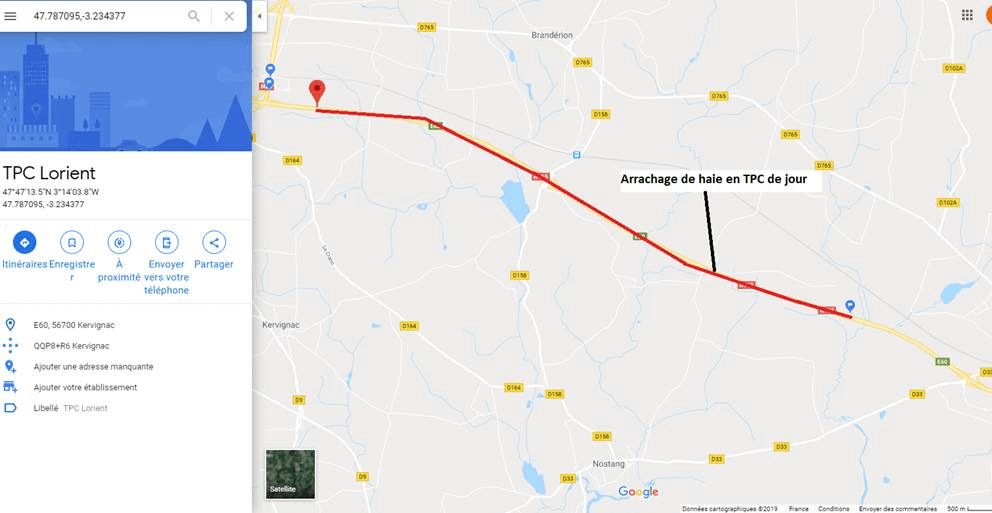 Rennes, Arrachage haies terre-plein central N165, Lorient, Plan.png