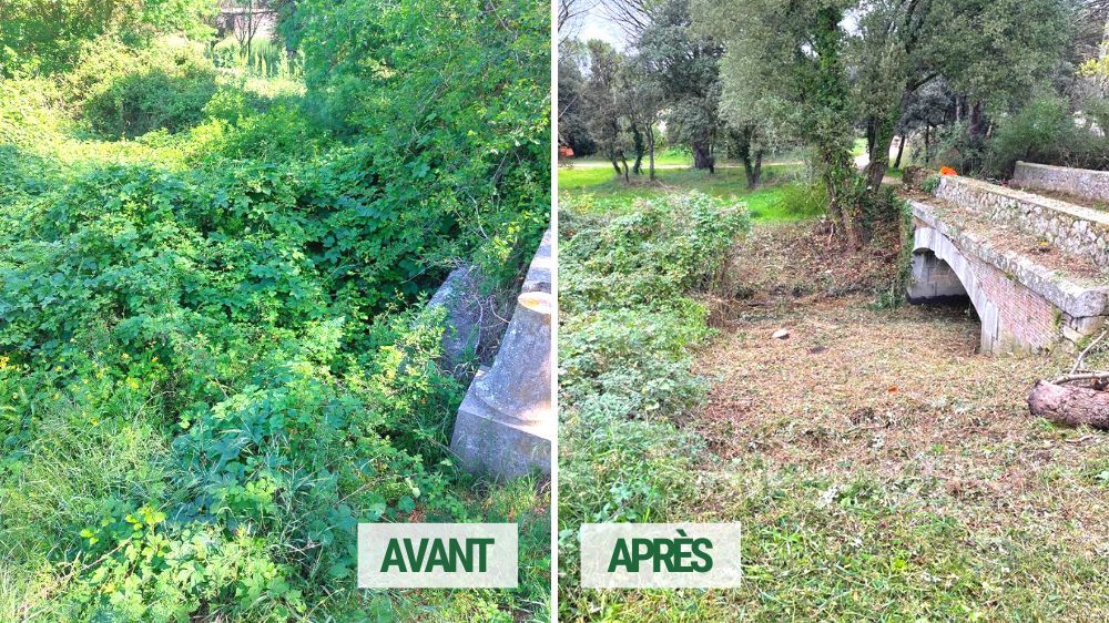 Avignon - travaux de débroussaillage des ouvrages au centre d'entraînement des plaines
